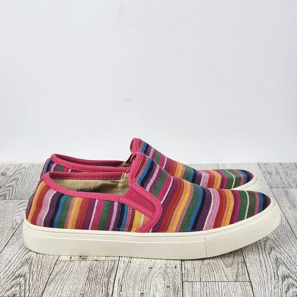 Boutique by Corkys Sneaker Womens Sz 6 Slip-on Multi-Color Striped Artsy Whimsy - Picture 1 of 10